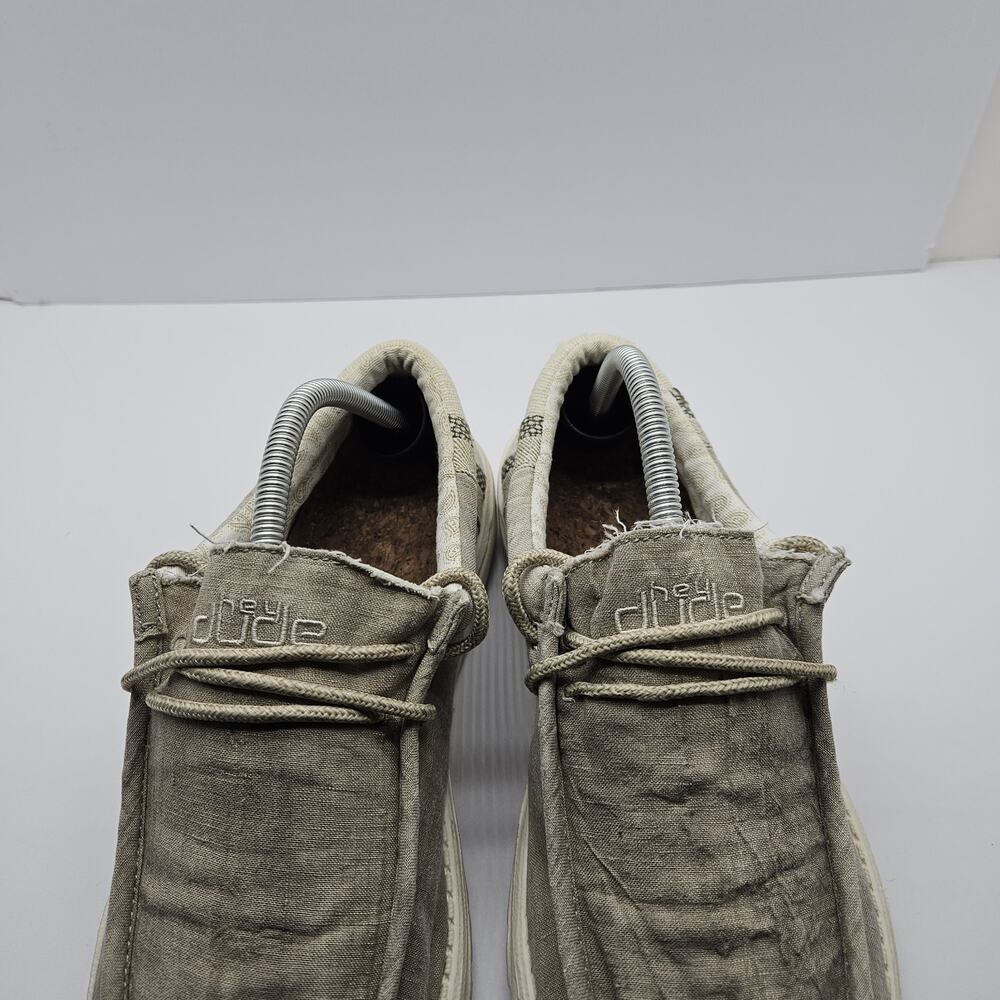 Hey Dude Wally Shoes Men’s Size 10 Natural Linen Khaki - Picture 4 of 8